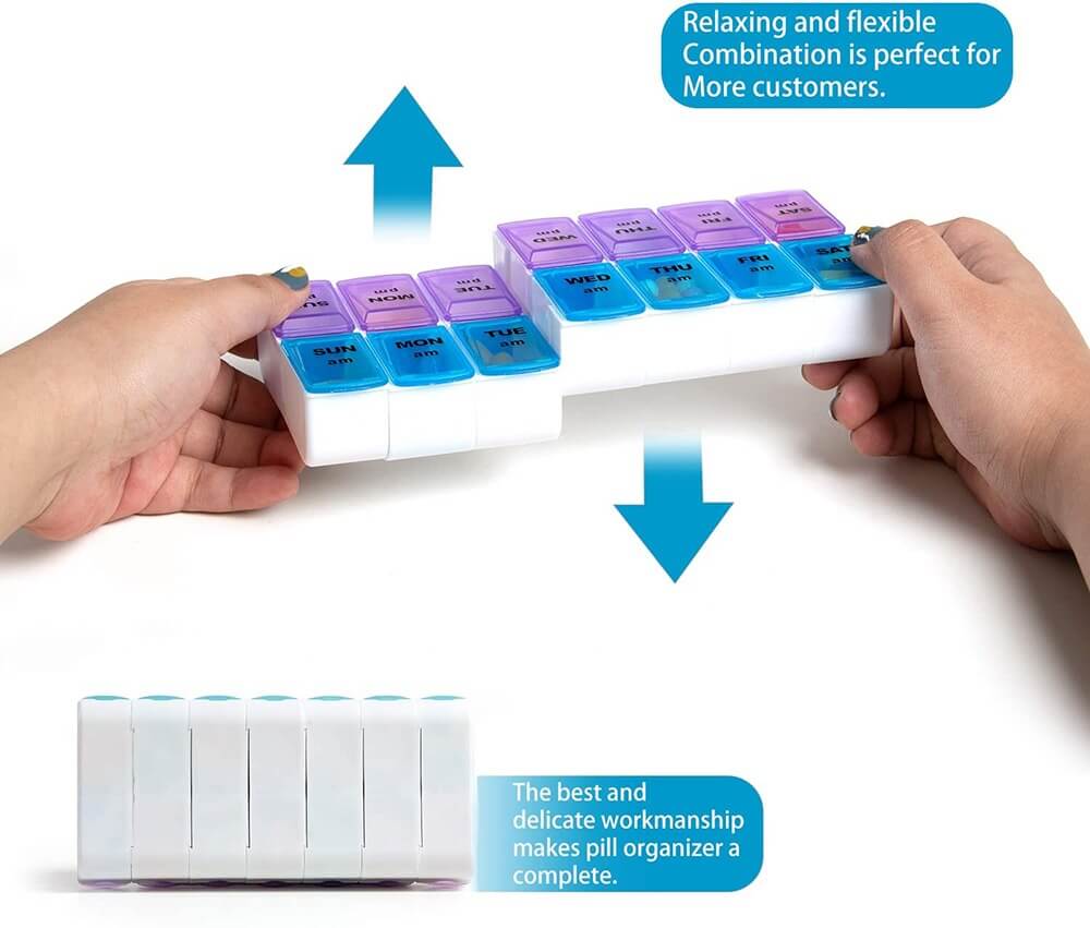 14 compartment weekly removable box product display 3