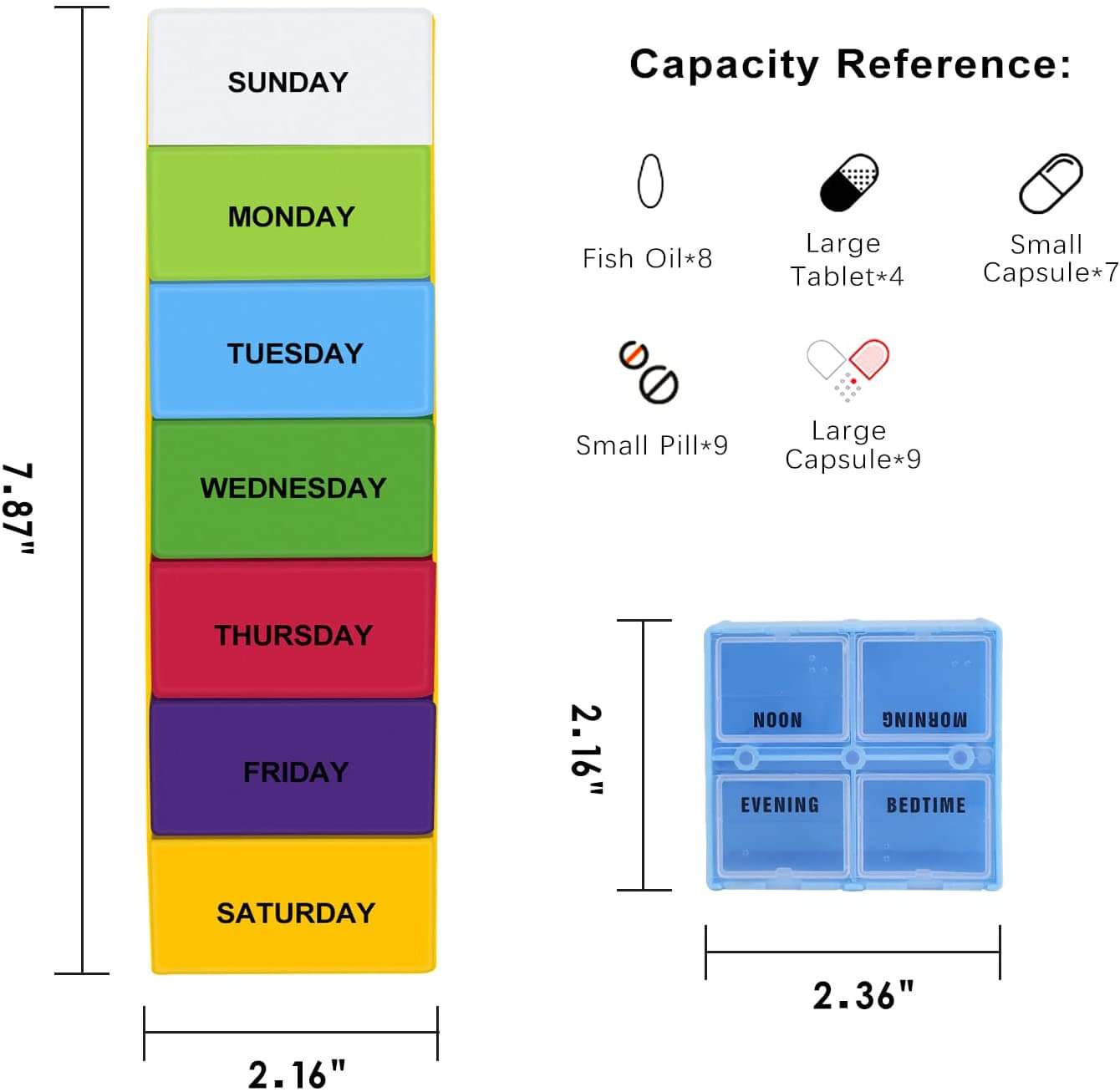 28 compartment weekly pill case product display 2