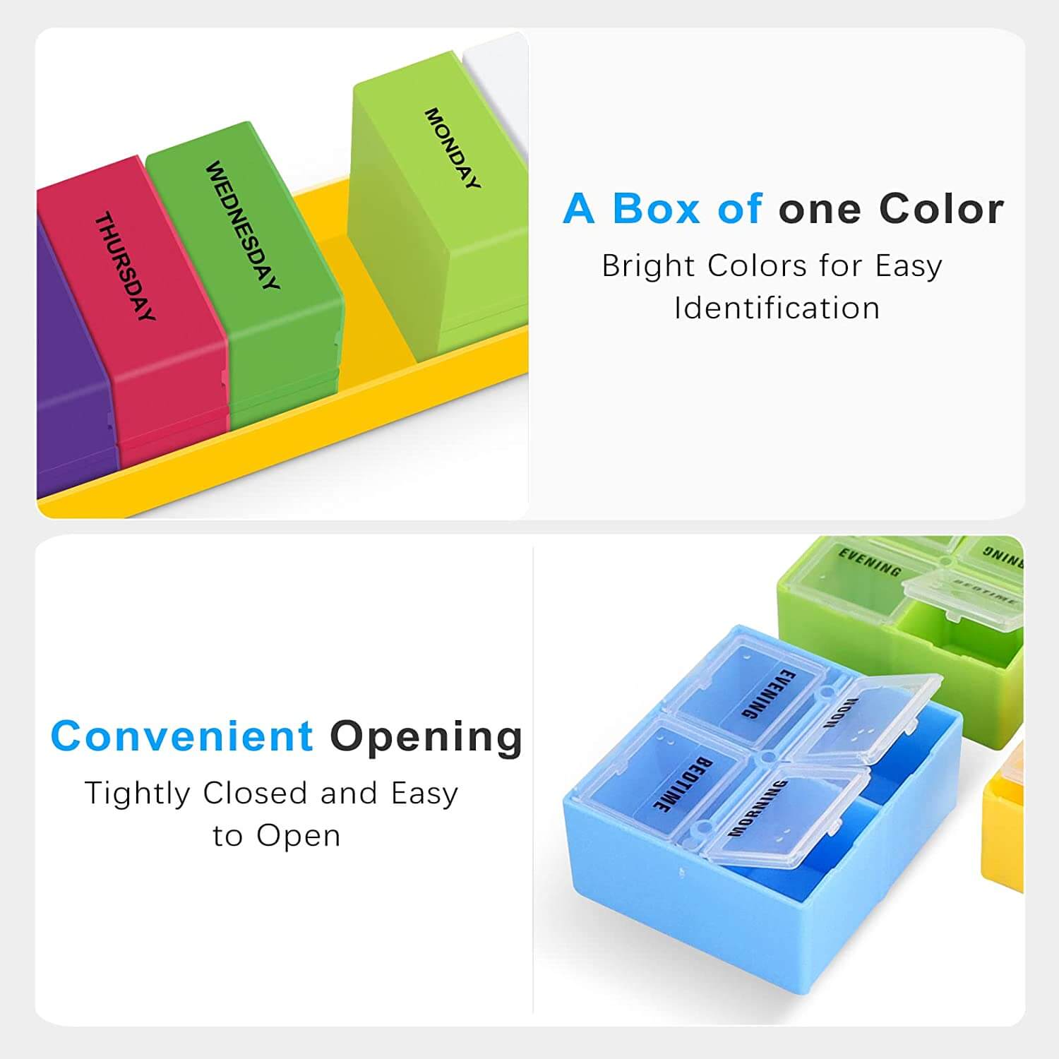 28 compartment weekly pill case product display 3