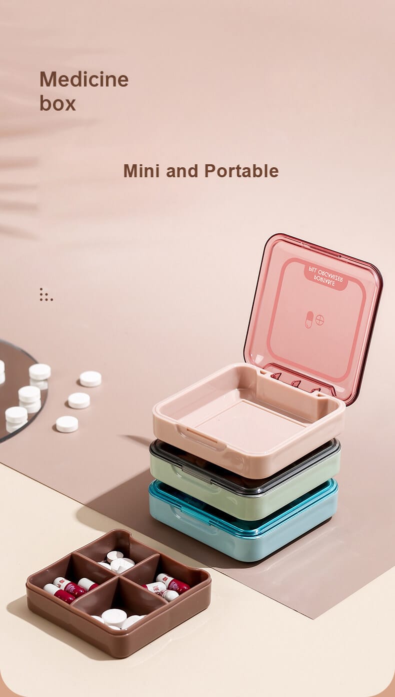 4 compartment travel pill box product display 1