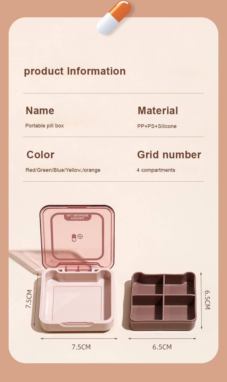 4 compartment travel pill box product display 12