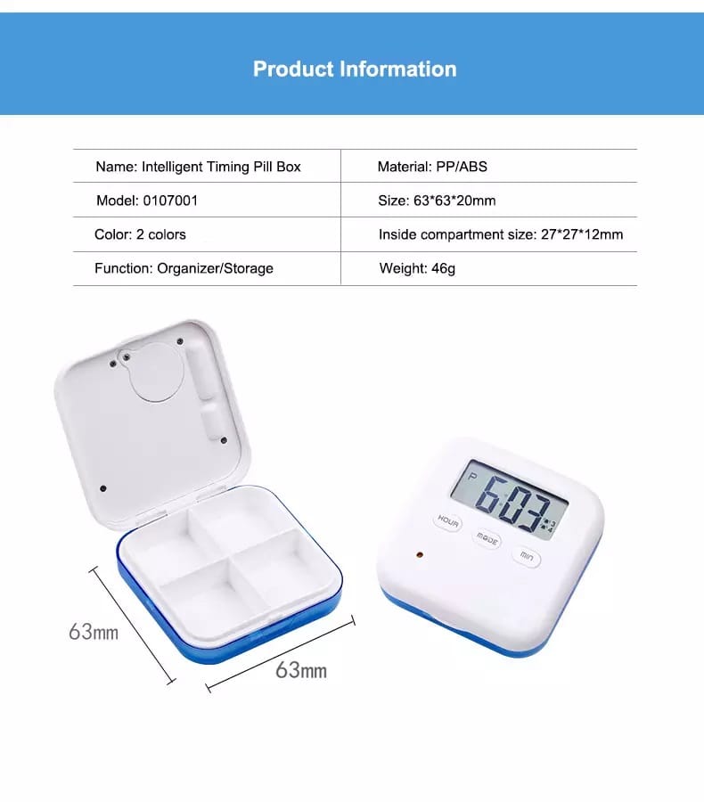 4 compartments electronic pill timer product display 2