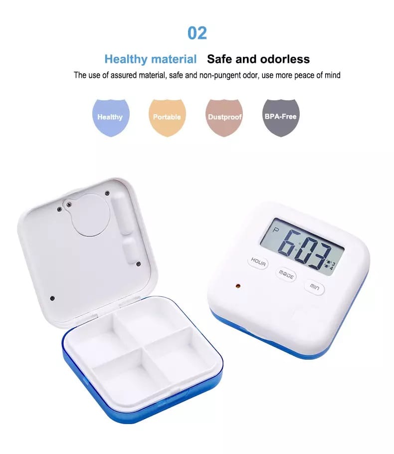 4 compartments electronic pill timer product display 6