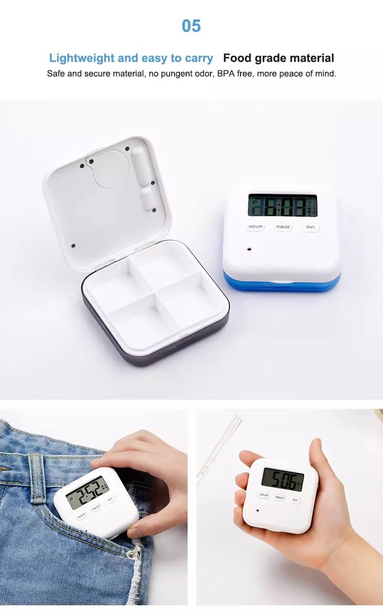 4 compartments electronic pill timer product display 9