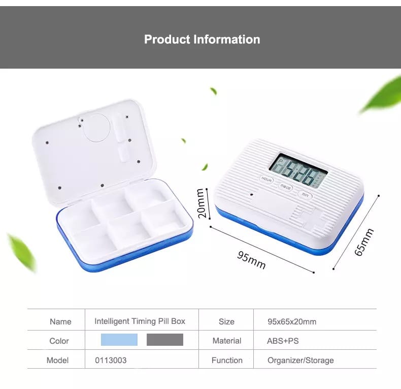 6 compartments electronic pill timer product display 2