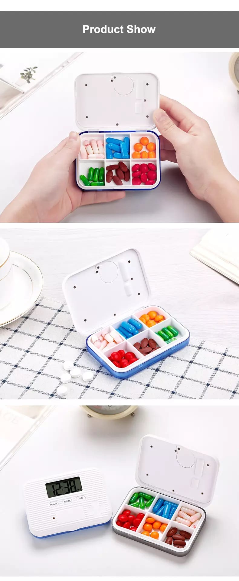 6 compartments electronic pill timer product display 9