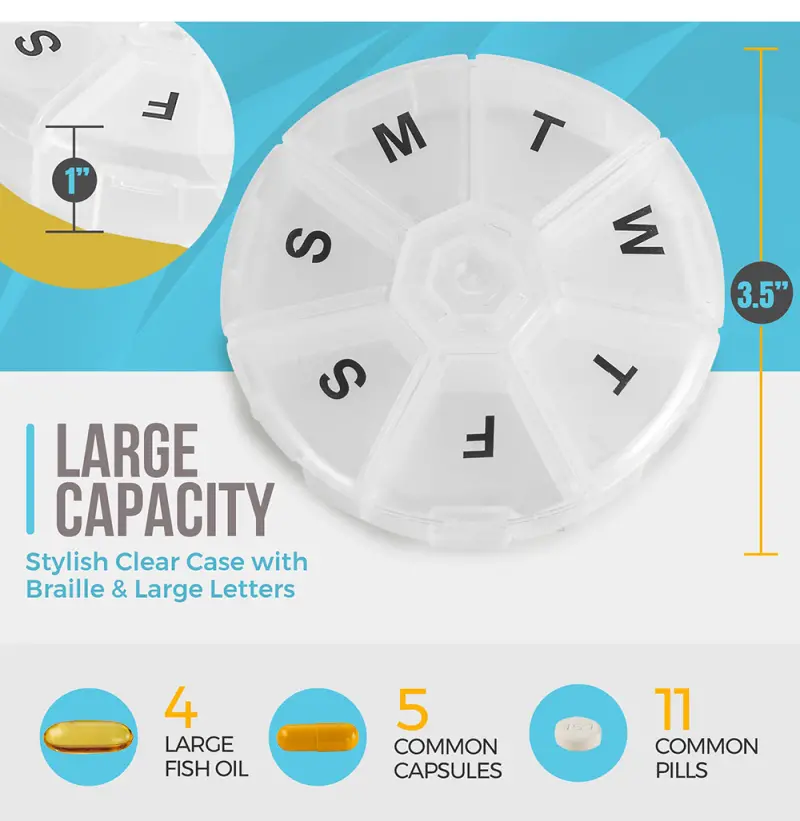 Weekly Portable Round Pill Case (2)