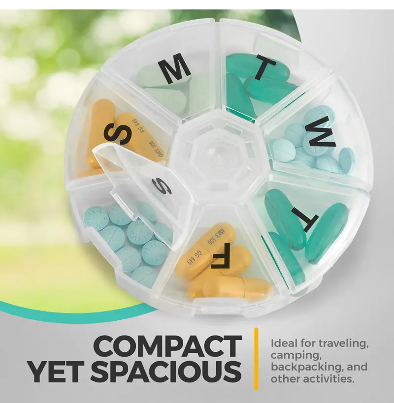 Weekly Portable Round Pill Case (5)