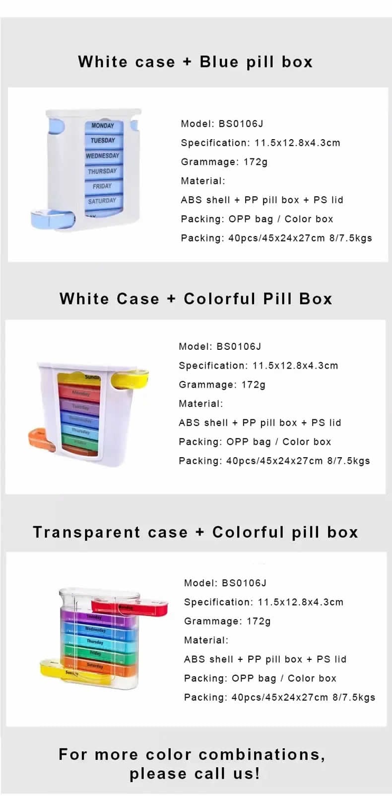 drawer type weekly pill box products display 2