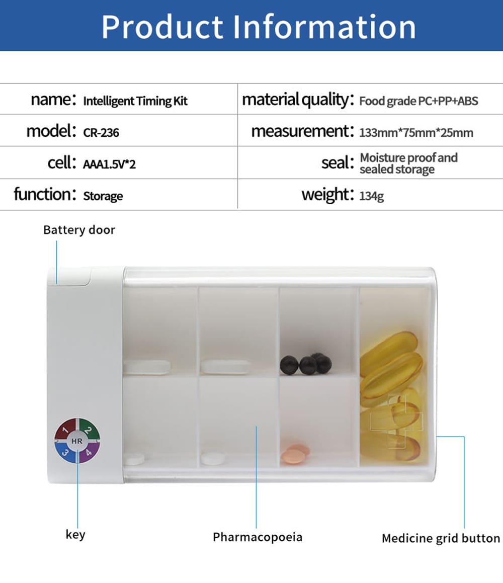 elderly reminder electronic pill organizer product display 2