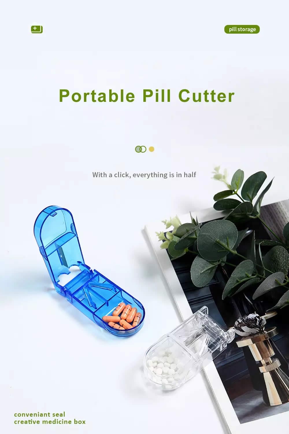 portable transparent pill cutter product display 1