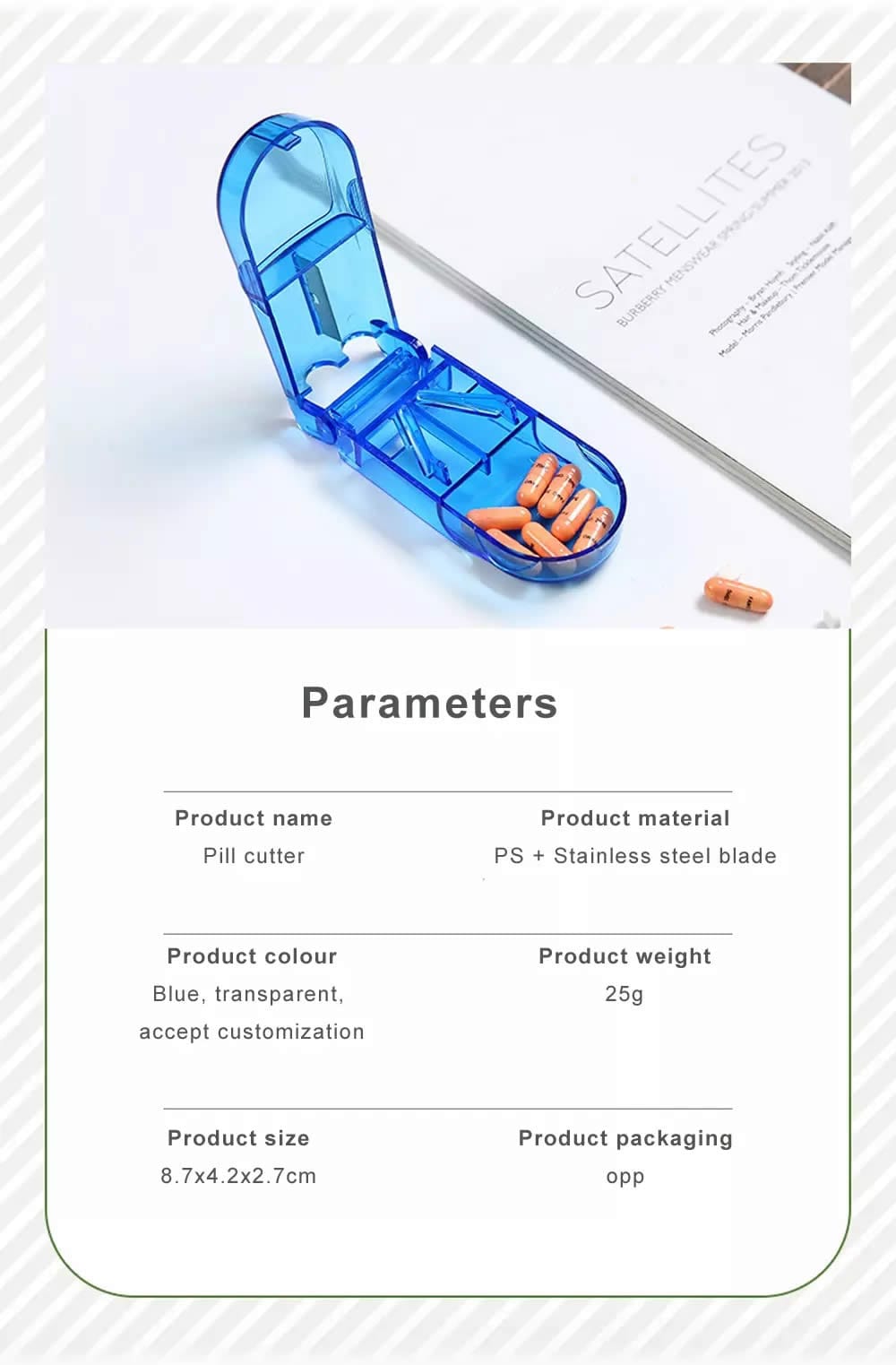 portable transparent pill cutter product display 5