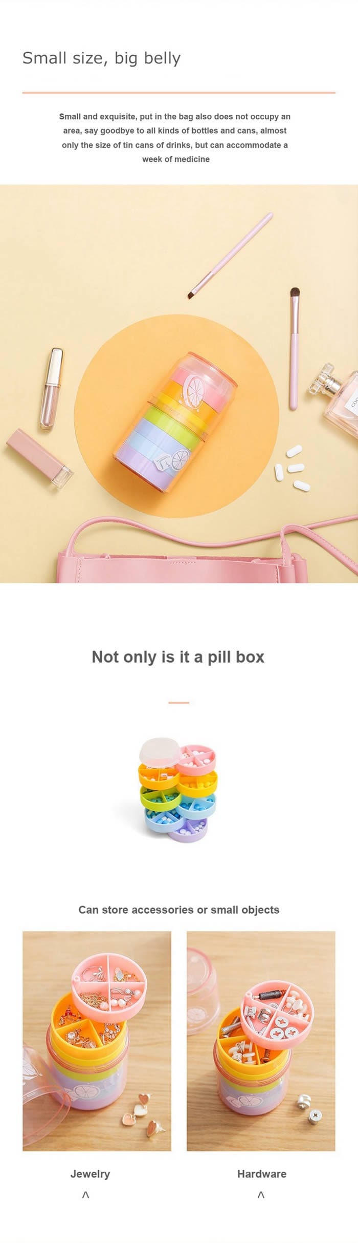 rainbow weekly pill box product display 5