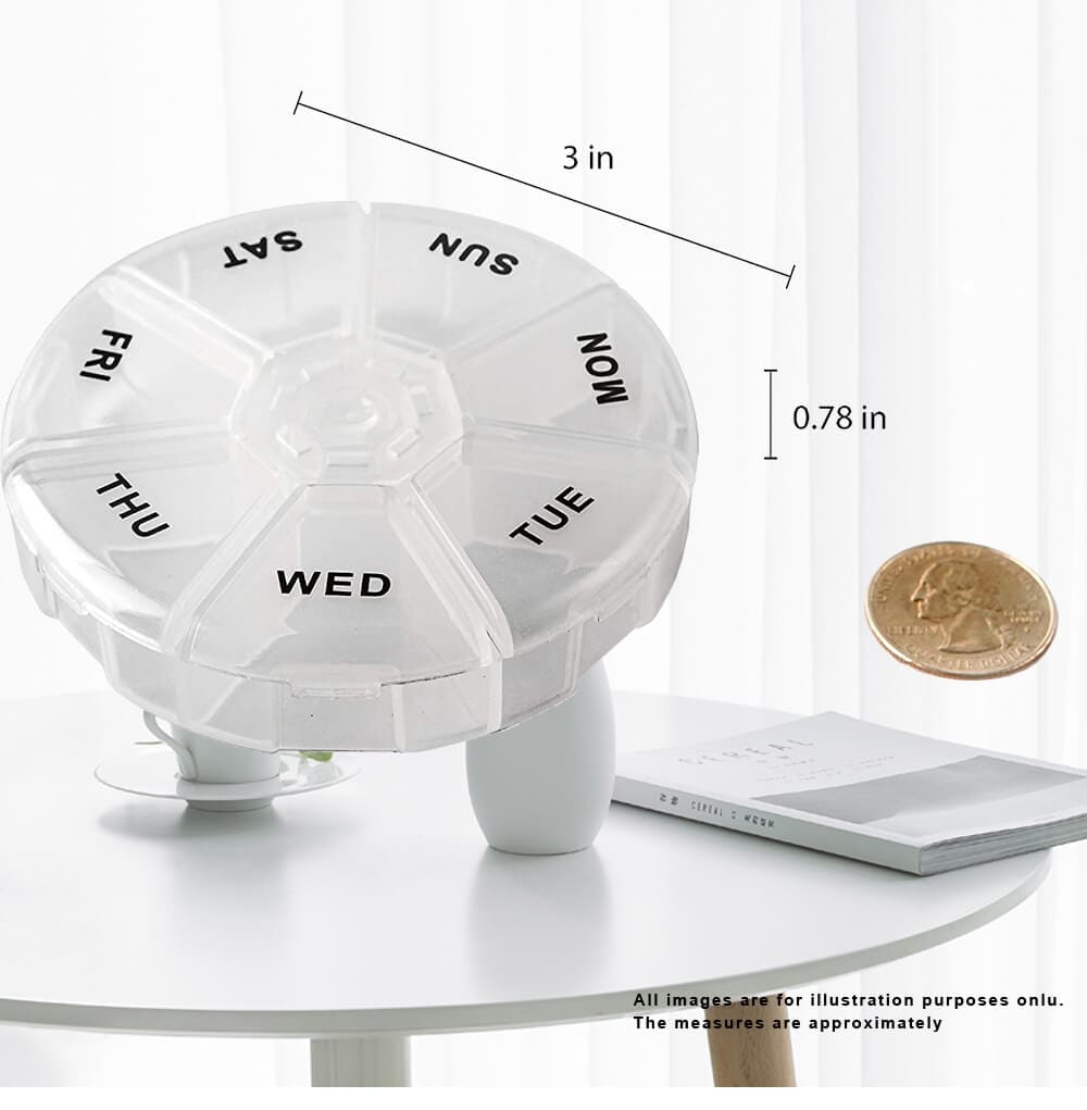 weekly portable round pill case product display 1