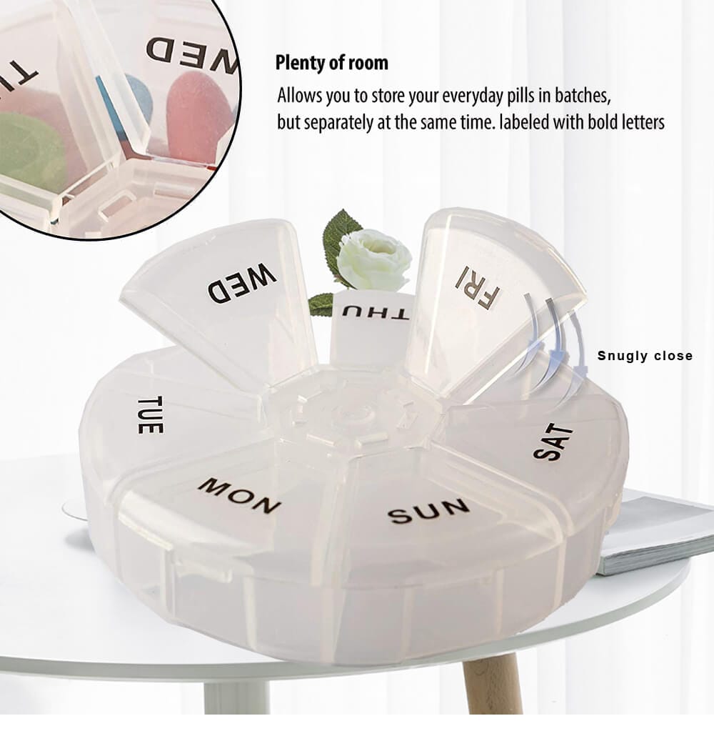 weekly portable round pill case product display 3