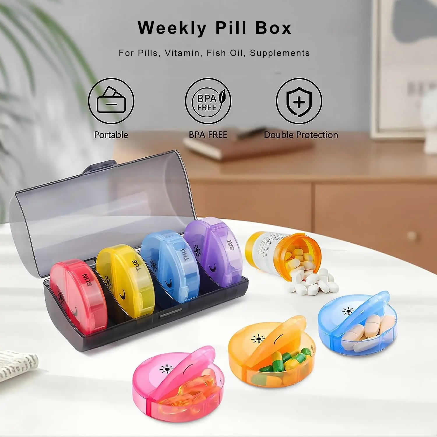 weekly round pill box product display 1