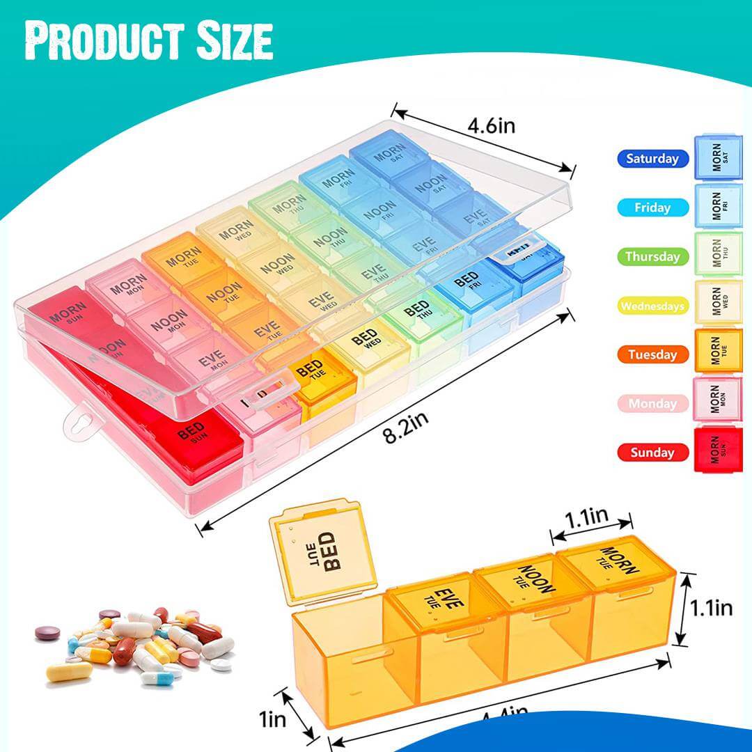 weekly travel pill box 28 compartment product display 1