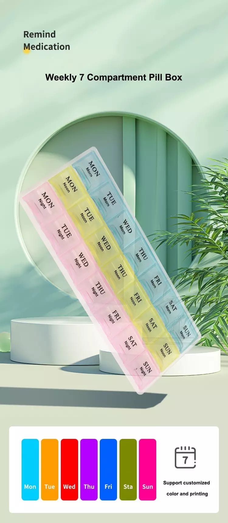 3 times a day weekly pill organizer product display 3