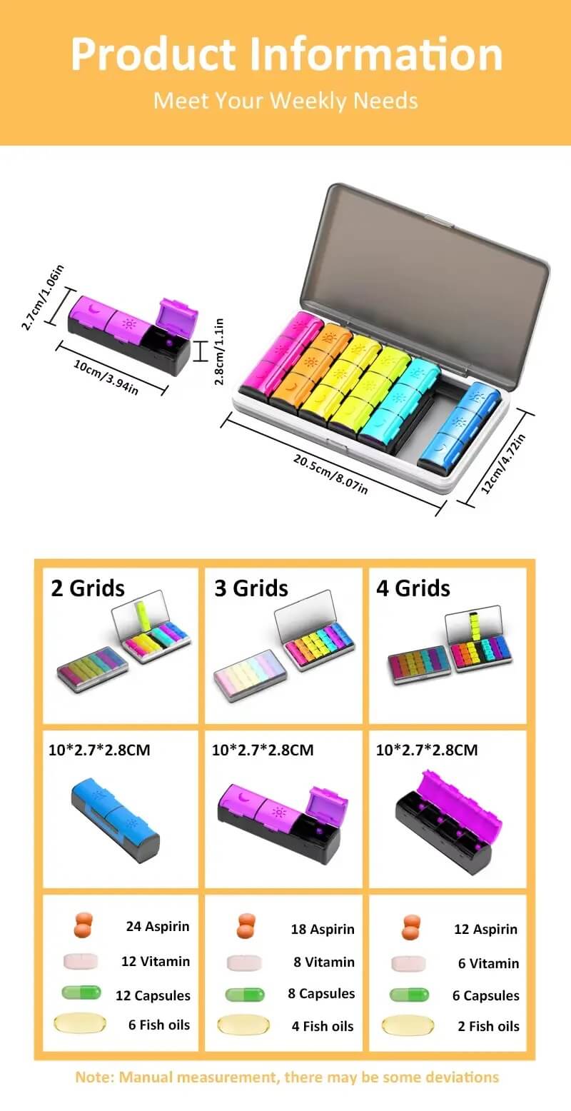 4 compartment daily pill box product display 2