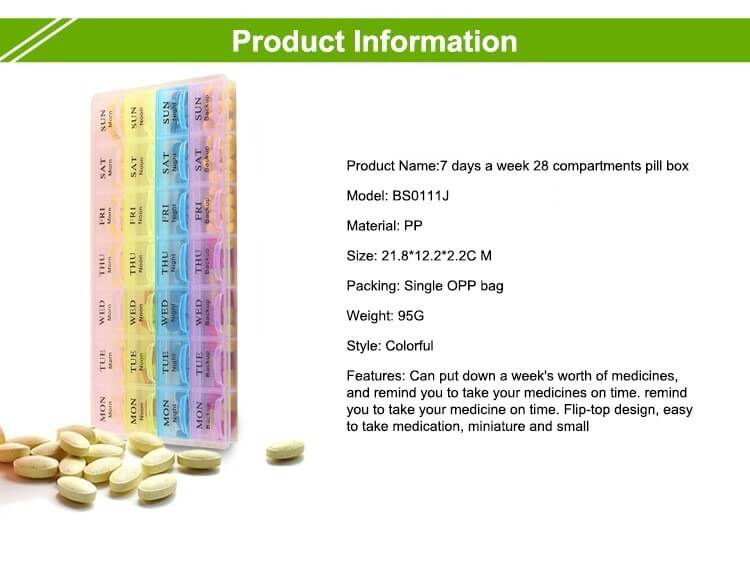 4 times a day weekly pill organizer product display 2