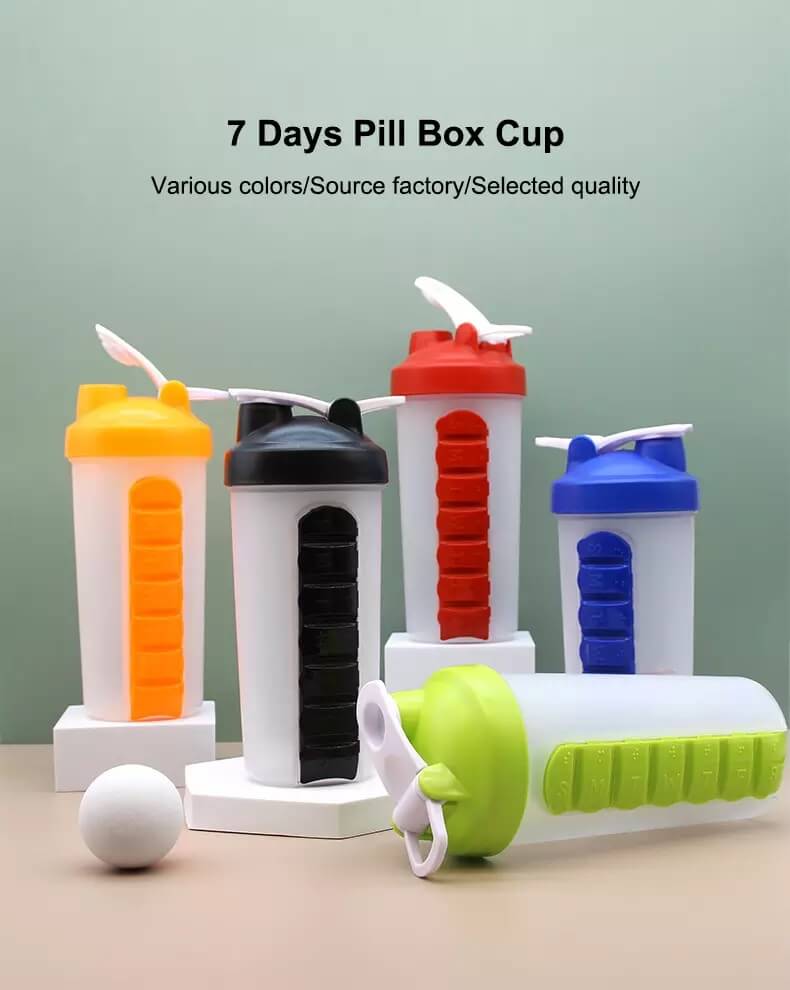 600ml pill box water bottle product display 1