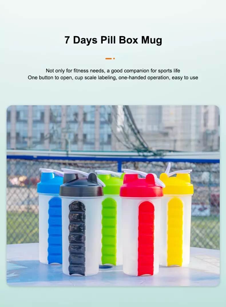 600ml pill box water bottle product display 4