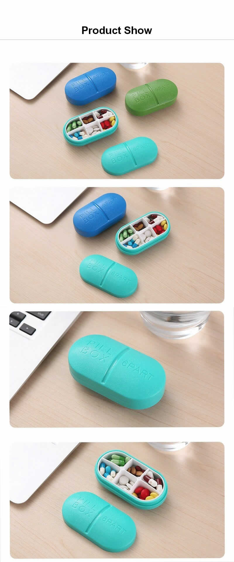 capsule type 6 cases pocket pill box product display 8