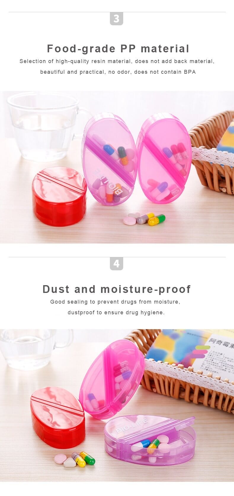 heart shape plastic pill box product display 4