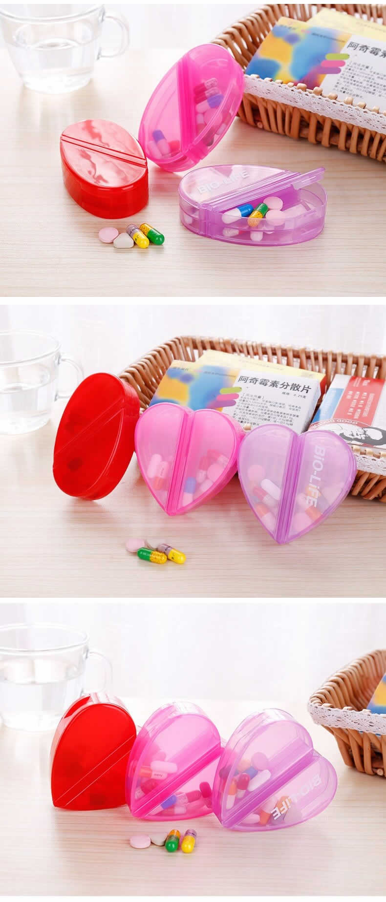 heart shape plastic pill box product display 8