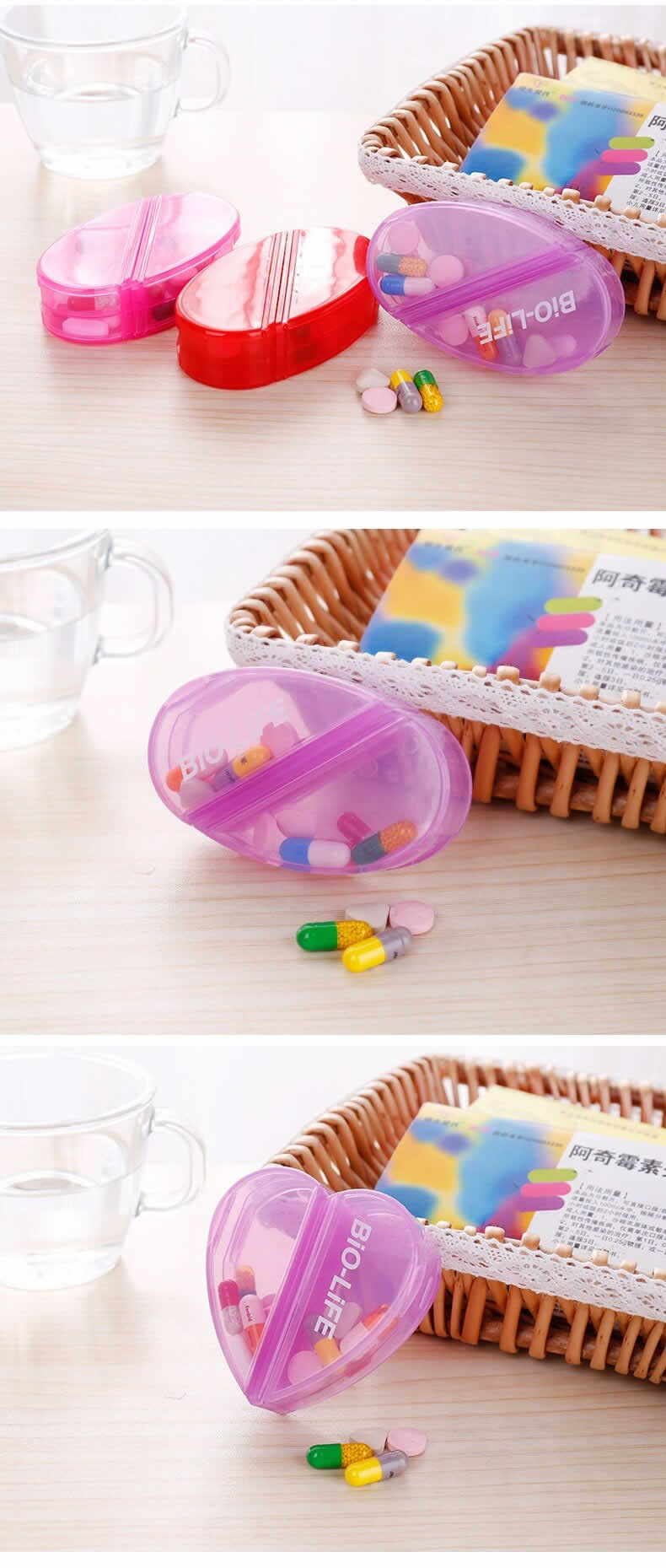 heart shape plastic pill box product display 9