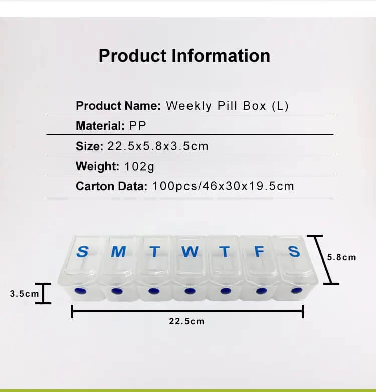 large push button pill organizer product display 3