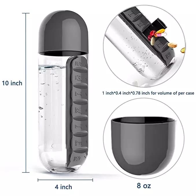 pill box water bottle 500ml product display 2