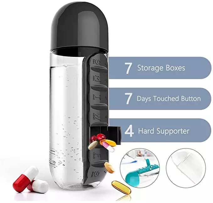 pill box water bottle 500ml product display 3