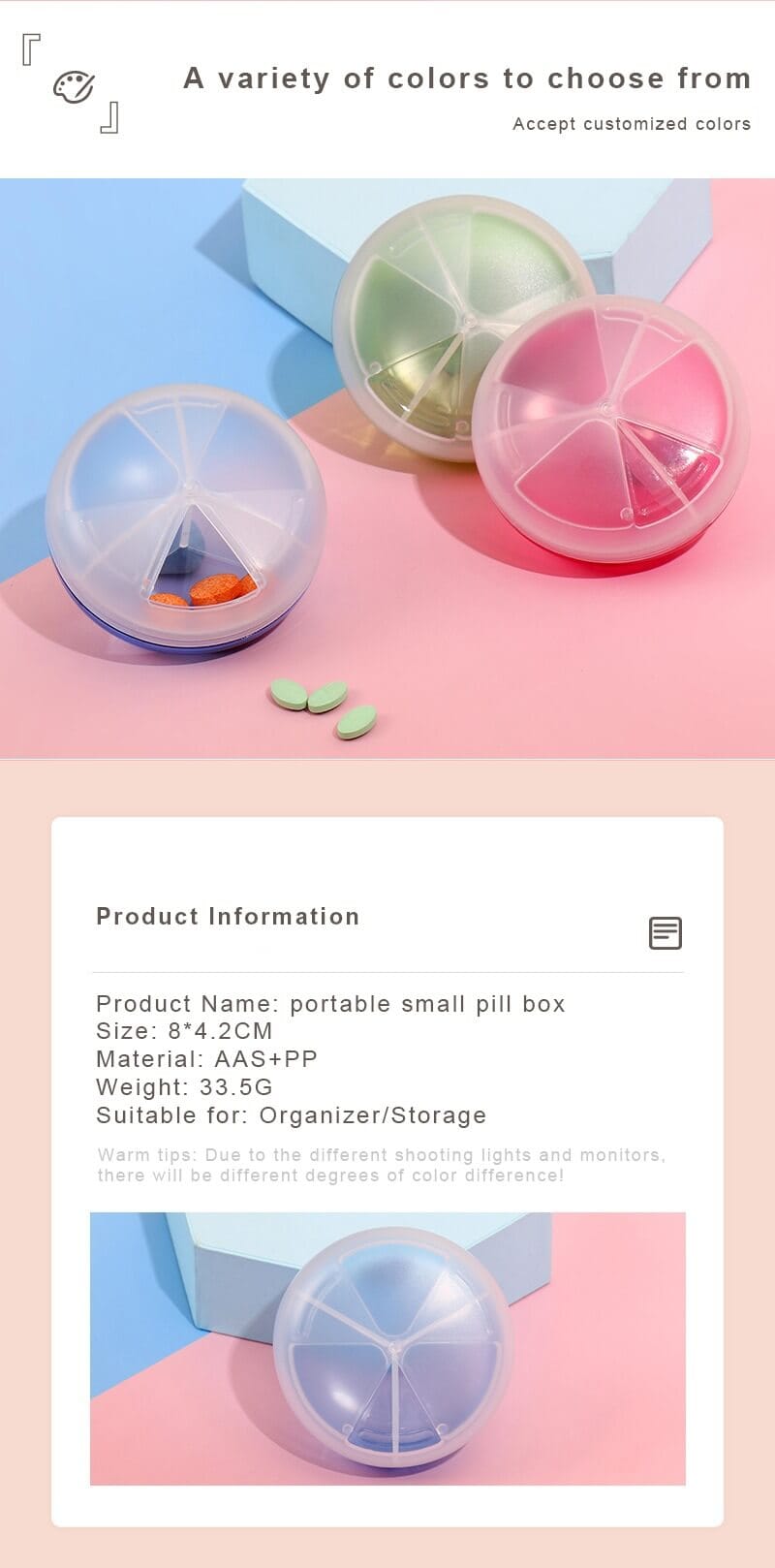 rotatable round pill organizer product display 5