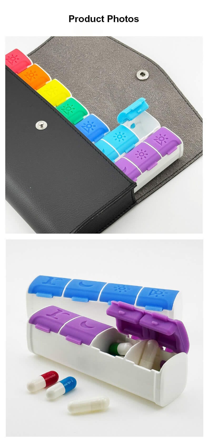 weekly pu leather silicone pill box product display 4