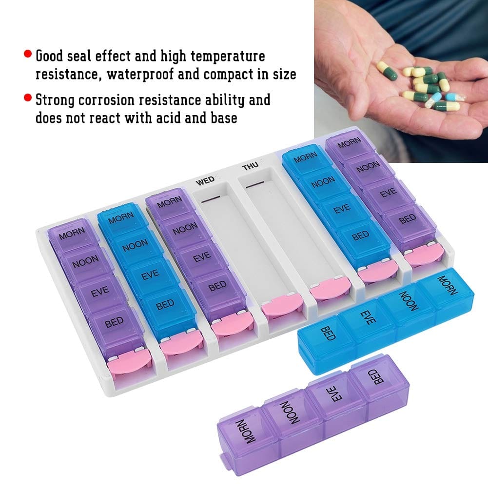 weekly push button pill case product display 2