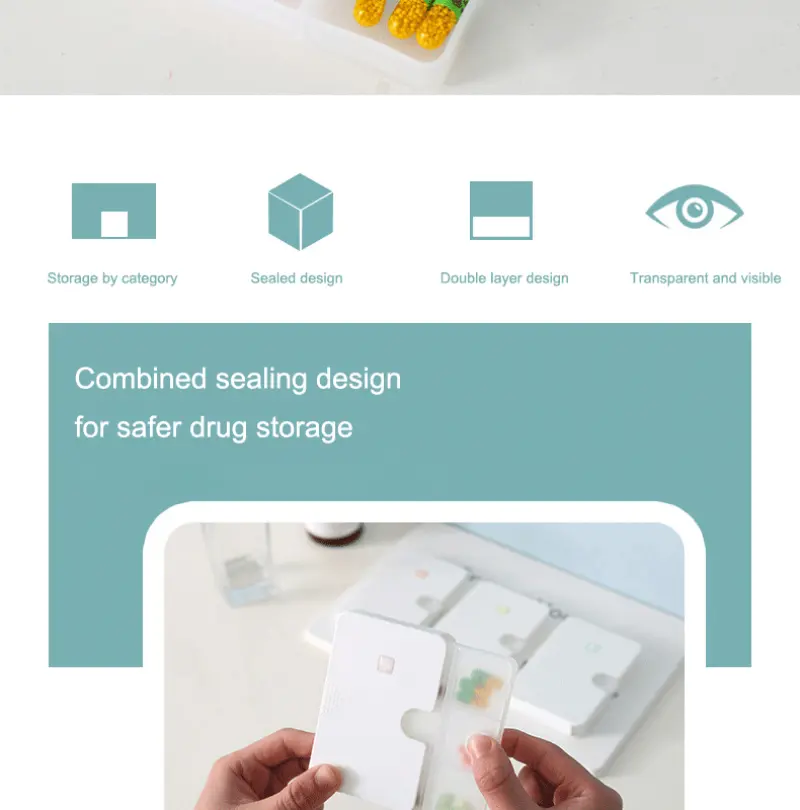 Portable Carry on Mini Pill Box Plastic Dispenser 6 Compartments Small Pill Box Weekly Pill Capsule Organizer (2)