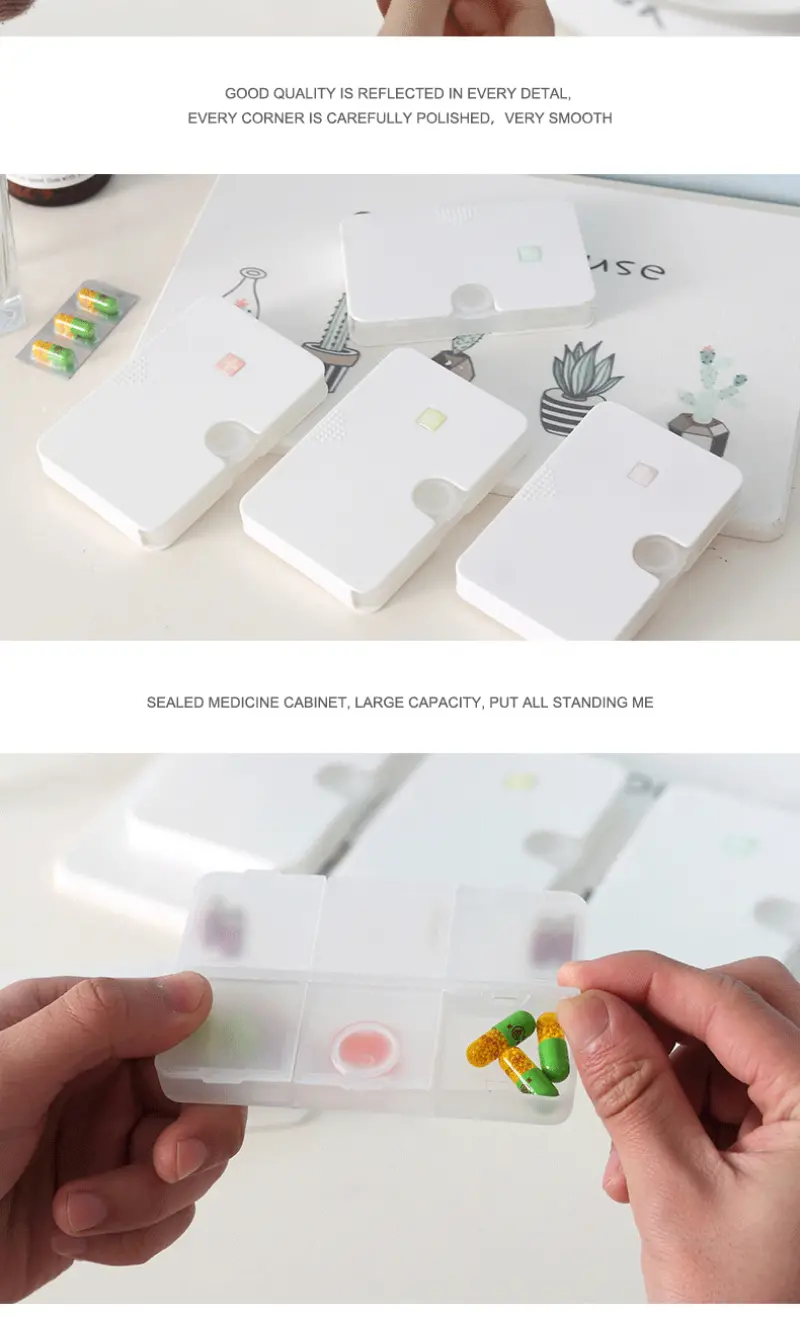 Portable Carry on Mini Pill Box Plastic Dispenser 6 Compartments Small Pill Box Weekly Pill Capsule Organizer (8)