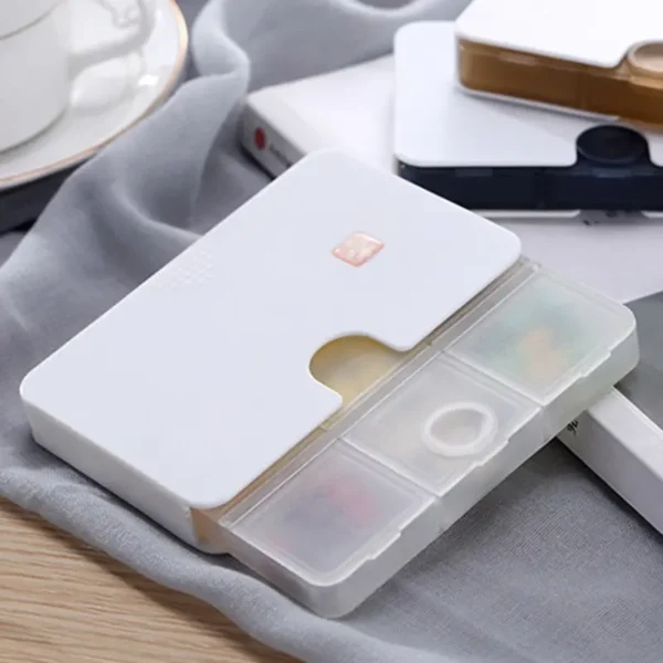 Portable Carry on Mini Pill Box Plastic Dispenser 6 Compartments Small Pill Box Weekly Pill Capsule Organizer (8)
