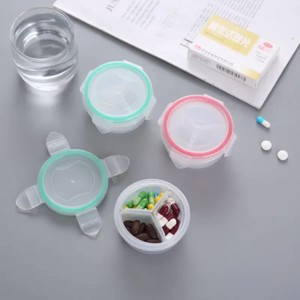Wholesale Transparent Plastic Round Pill Box Three Compartments Sealed Small Pill Box Multifunctional Waterproof Medicine Storage Box (10)