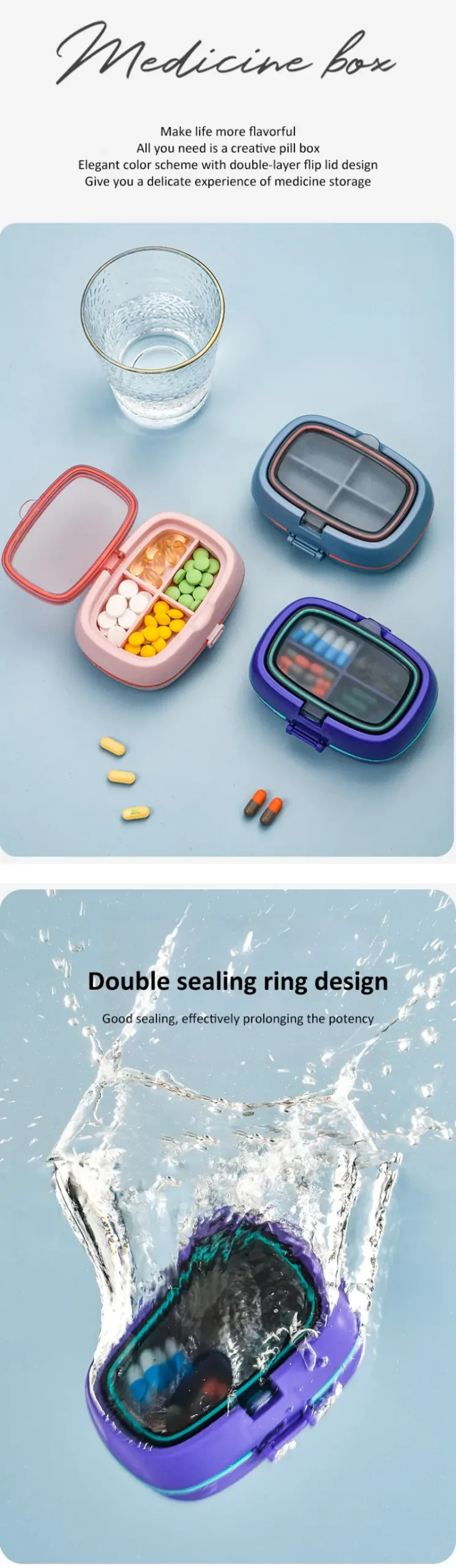 10 Compartment Pill Box with Double Seal – BS0800J (3)