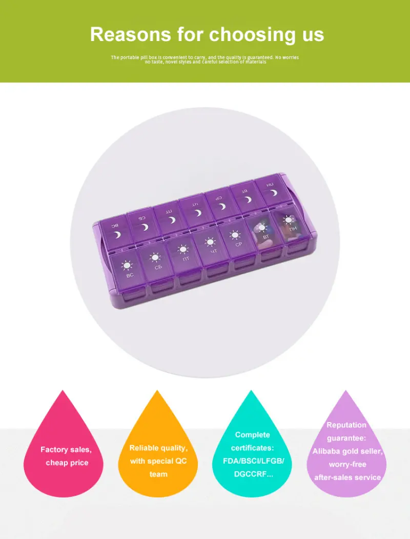 14 Compartment Weekly AMPM Pill Organizer BS1045J (2)