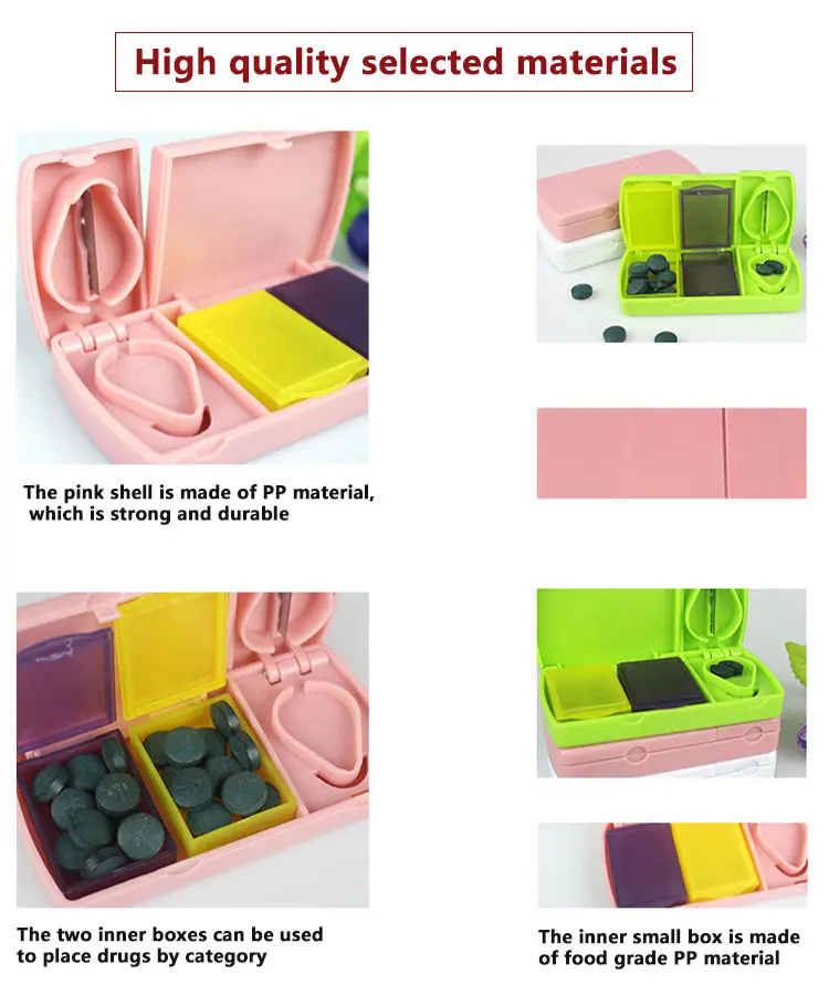 2 Compartment Pill Box with Pill Cutter (4)
