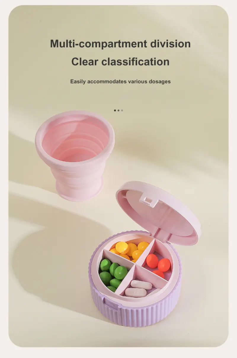 2 in 1 folding pill case with water cup. (2)
