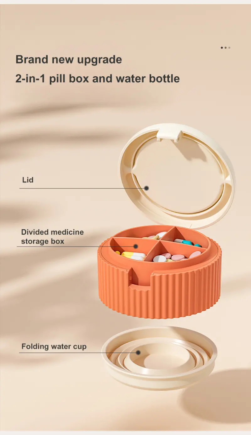 2 in 1 folding pill case with water cup. (3)