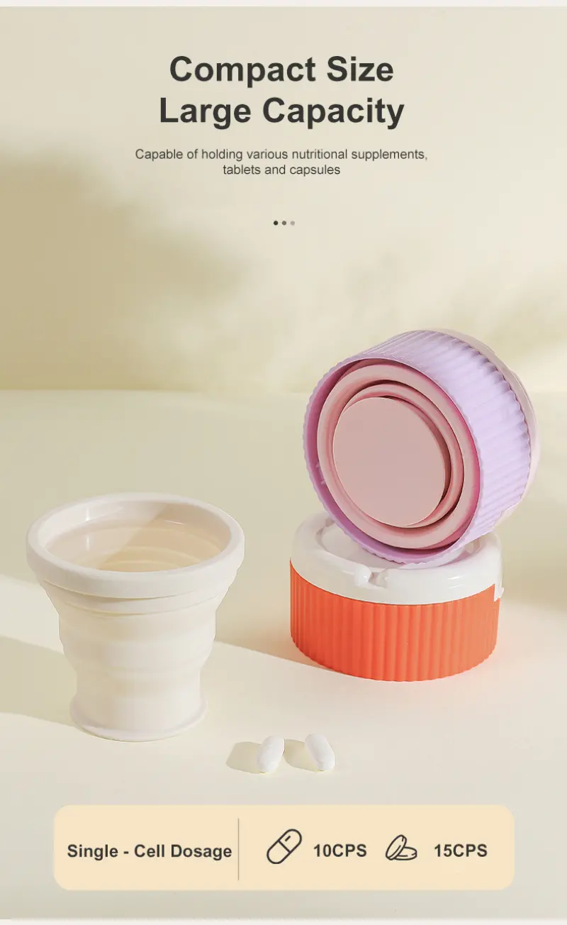 2 in 1 folding pill case with water cup. (5)