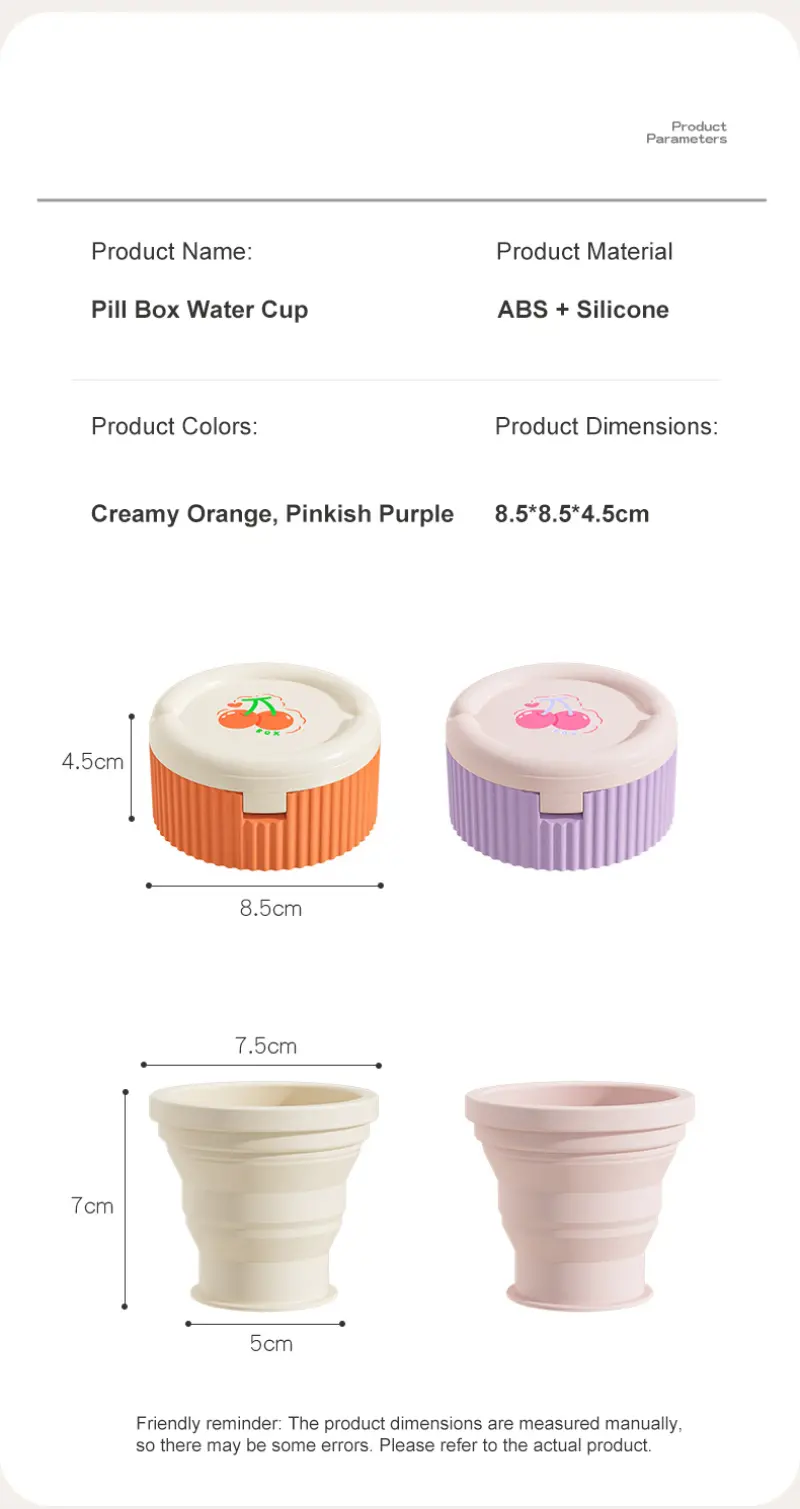 2 in 1 folding pill case with water cup. (9)