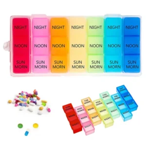 21 Grid Weekly Pill Organizer – Extra Large 7 Day Pill Box with Color (4)