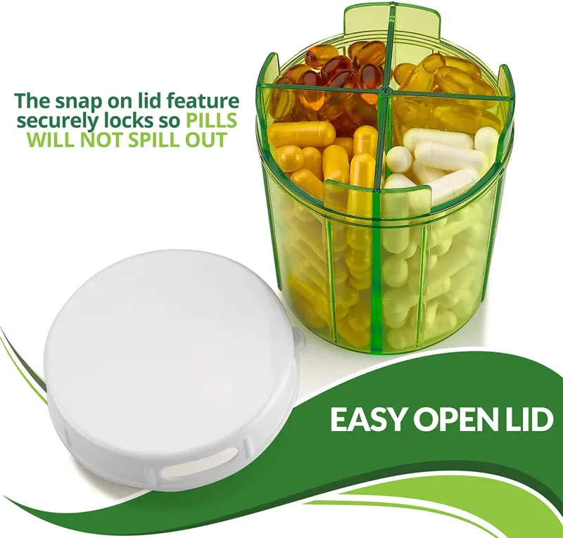 4 Compartment Pill Organizer with Rotating Lid (2)