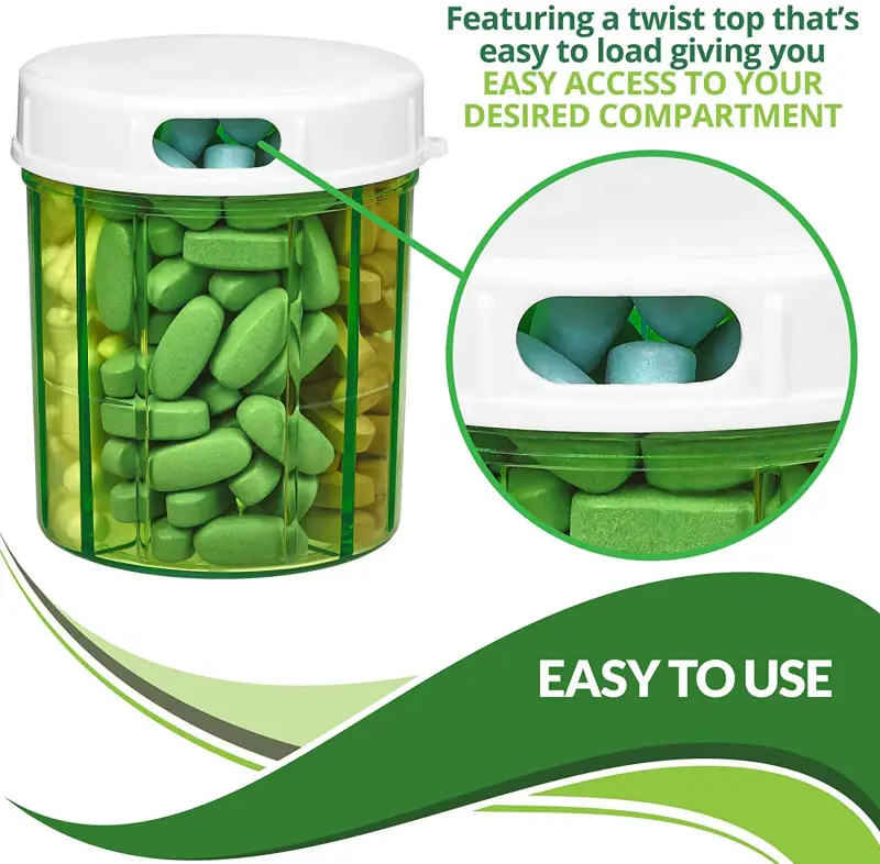 4 Compartment Pill Organizer with Rotating Lid (3)